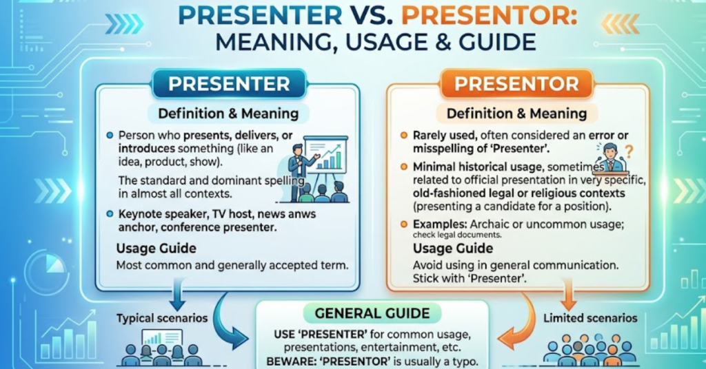 Presenter vs Presentor: Meaning, Usage & Guide