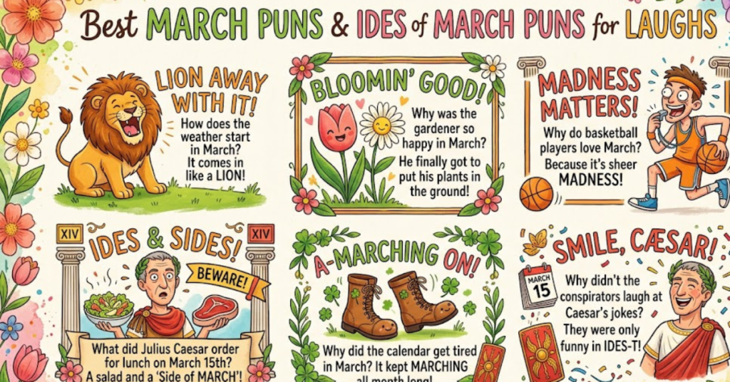 Best March Puns & Ides of March Puns for Laughs