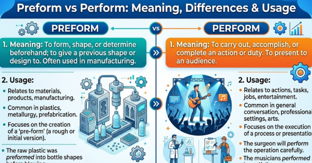 Preform vs Perform: Meaning, Differences & Usage