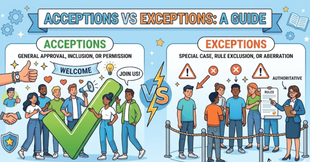 Acceptions vs Exceptions: Meaning, Uses & Examples