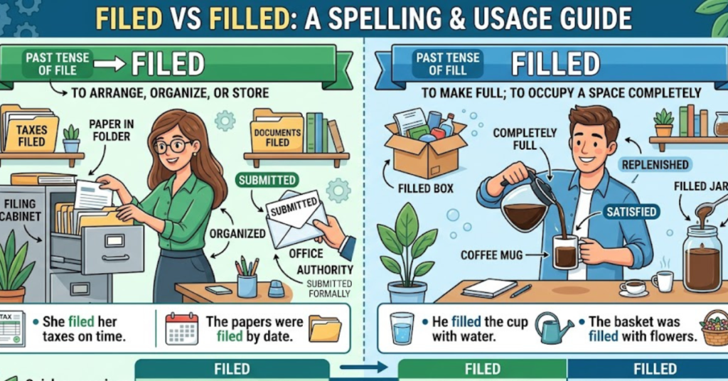 Filed vs Filled: Meaning, Difference & Examples